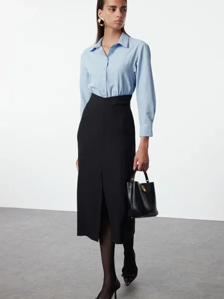 Rochie tip cămașă Trendyol de costum negru