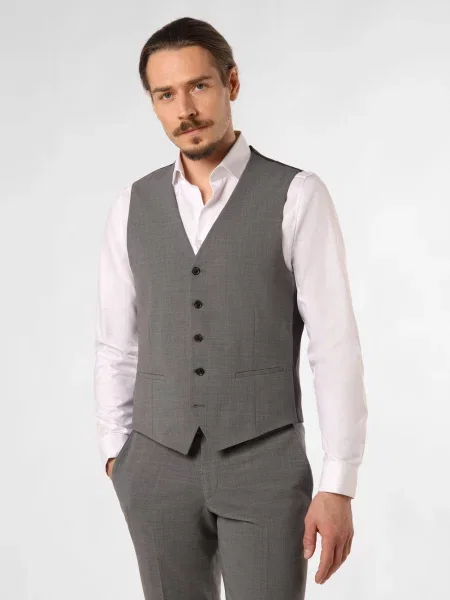Finshley & Harding London kamizelka modułowa Wesdon Mężczyźni Slim Fit Sztuczne włókno marmurkowy 46 szary