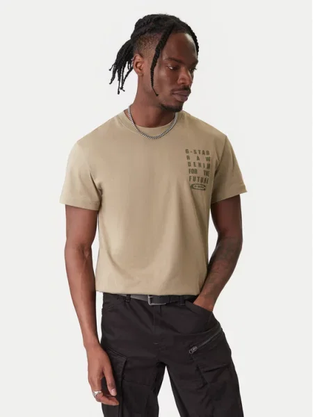 G-Star Raw T-Shirt Text Chest Zielony Regular Fit czarna