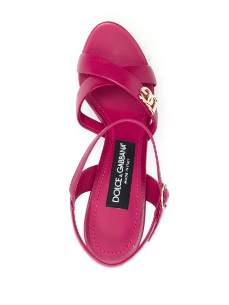 Sandale Dolce & Gabbana din piele cu autograf roz