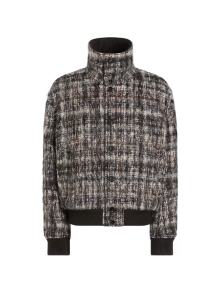 Geacă bomber Dolce & Gabbana în carouri gri