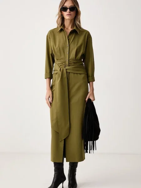 Patrizia Pepe rochie tip cămașă verde