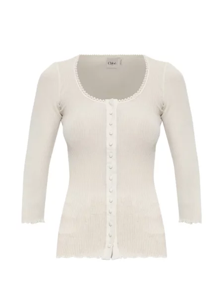 Top Chloé tricotate alb