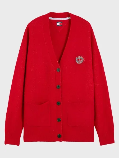 Вовняний кардиган Tommy Jeans червоний