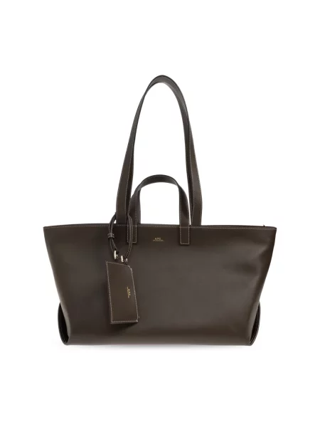A.P.C. torebka shopper skórzana le drummer brązowa