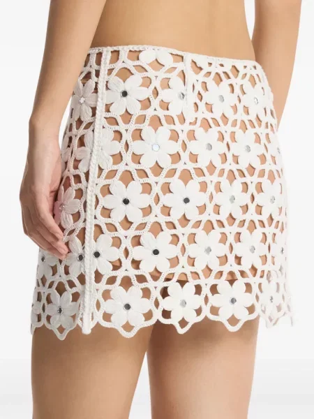Fusta mini Michael Kors cu model floral alb