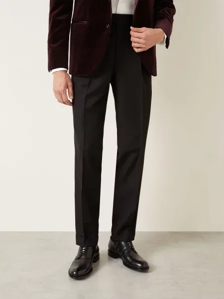 Brunello Cucinelli Spodnie Smokingowe Regular Fit Z Jedwabiem schwarz czarne
