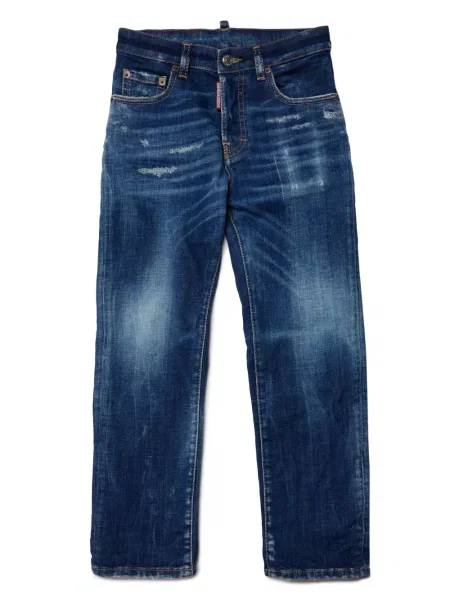 Jeansy straight leg dziecięce Dsquared2 niebieskie