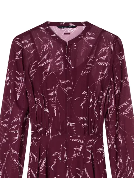 Lung rochie mini Armani Exchange cu model floral cu imagine roșu