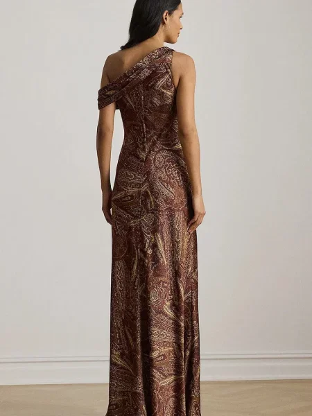 Lauren Ralph Lauren sukienka maxi rozkloszowana brązowy