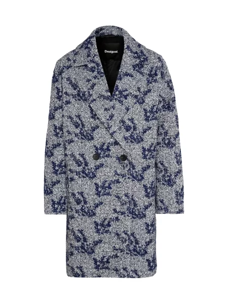 Desigual Palton de primăvară-toamnă bleumarin / gri deschis negru