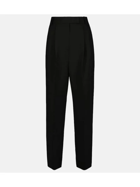 Pantaloni The Frankie Shop cu talie înaltă din țesătură twill negru