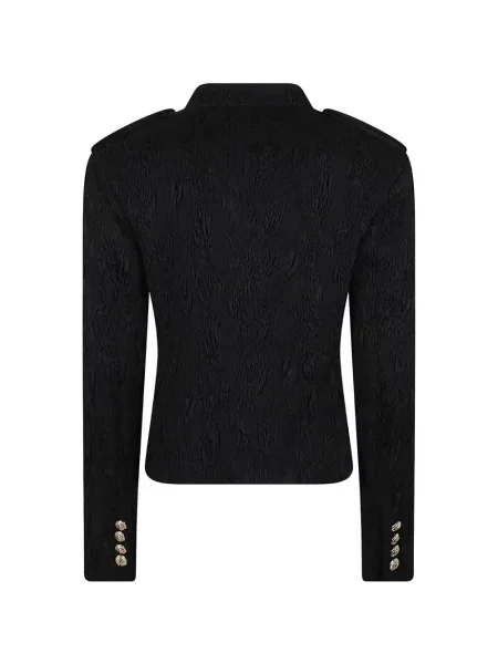 Geacă Balmain din jacard cu două rânduri de nasturi negru