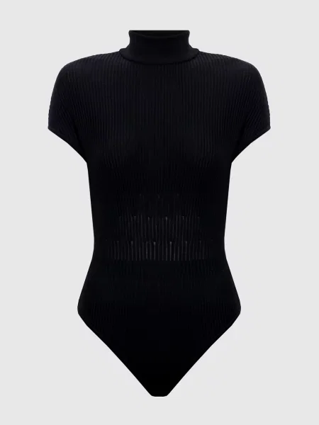 Боді з вовни в рубчик Balmain чорне