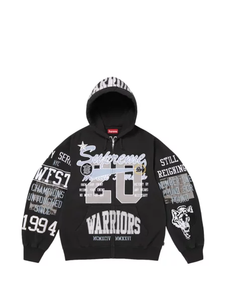 Bluza z kapturem Supreme z naszywkami czarna