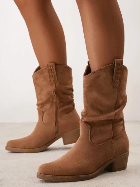 Botine Orena Paris din piele cu toc jos maro