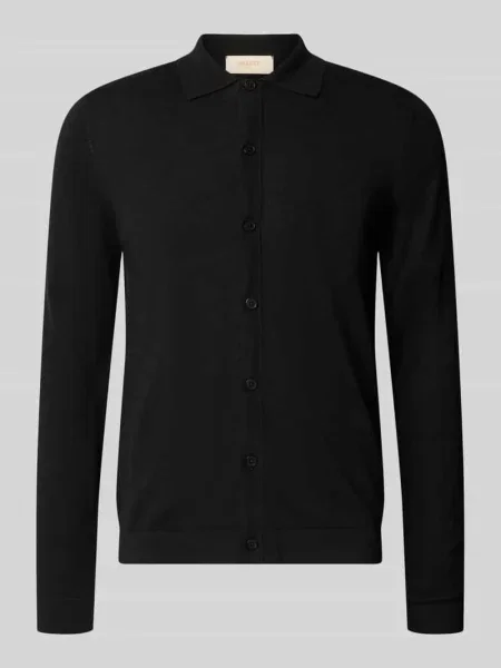 Kardigan rozpinany z kołnierzykiem polo model CAMICIA IN MAGLIA' Markup czarna