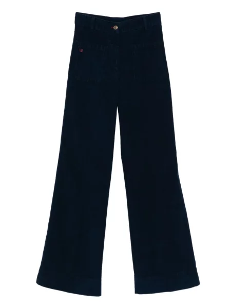 Pantaloni Victoria Beckham de catifea cord albastru