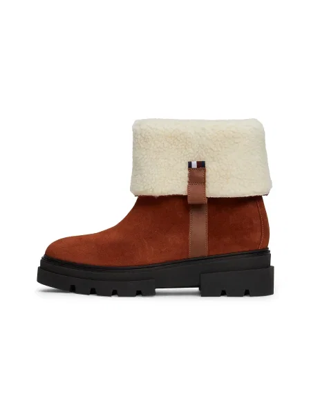 Tommy Hilfiger Botine Faux Fur Suede Roll-Down Boot maro