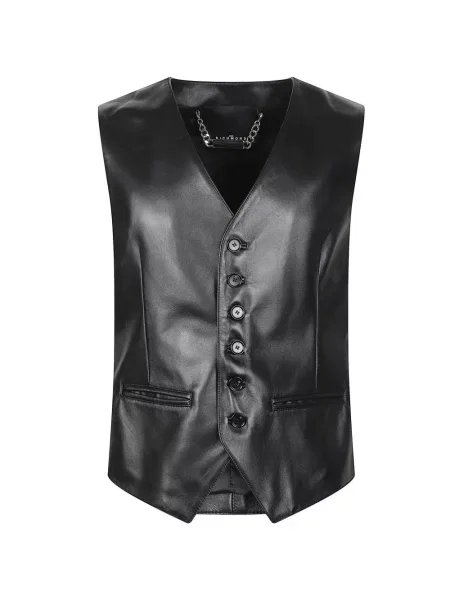 Vestă John Richmond din piele negru