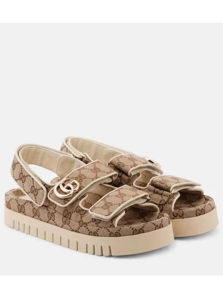 Кожени сандали Gucci бежово