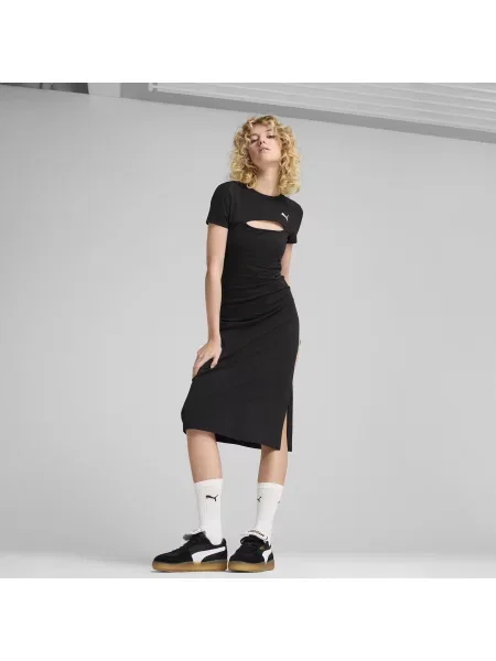 Sukienka midi WARDROBE ESS z wycięciem czarna