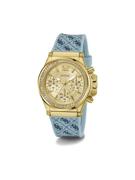 Lniany zegarek Guess żółty