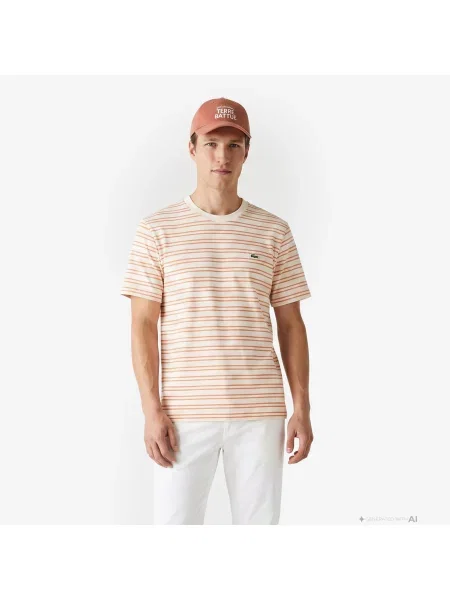 Lacoste T-Shirt W Paski pomarańczowy