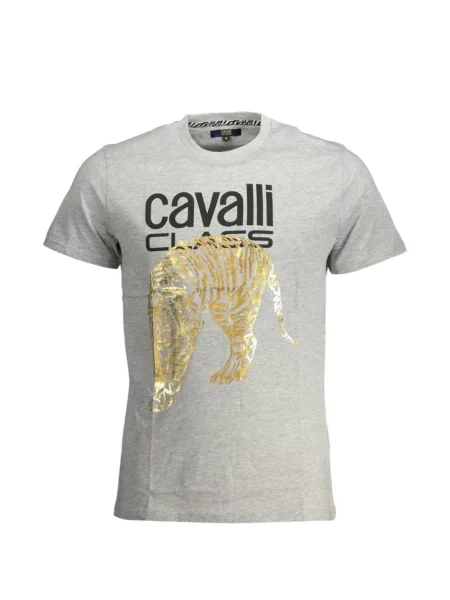 Scurt tricou Cavalli Class cu imagine cu dungi de tigru gri