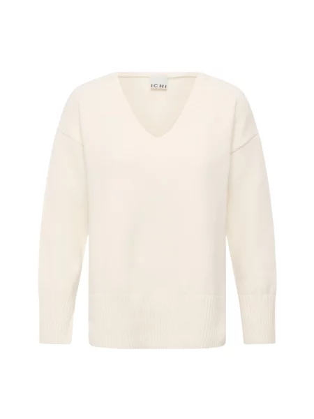 Sweter Ichi z dekoltem w serek beżowy