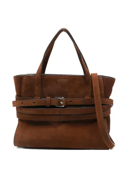 Geantă Moschino din piele de căprioară maro