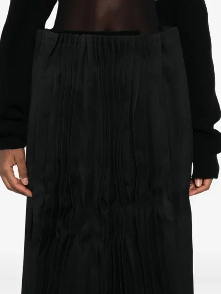 Fusta plisata Comme Des Garçons plisată până la genunchi negru