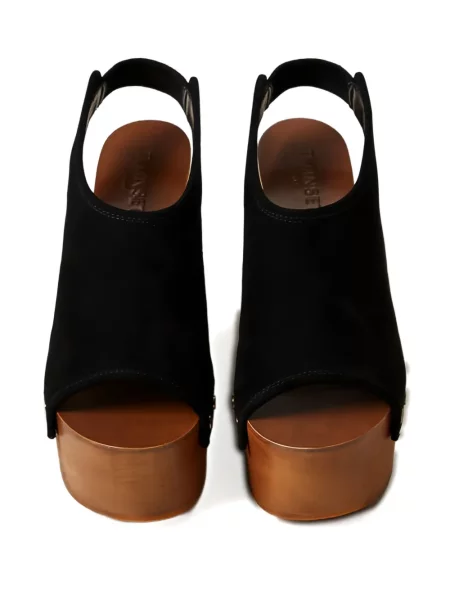 Sandale Twinset din piele de căprioară cu platformă negru