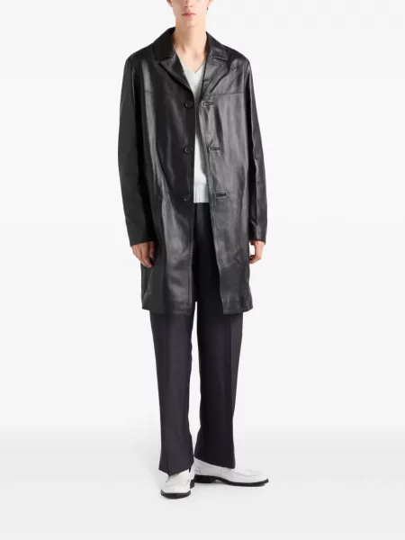 Palton Prada din piele negru