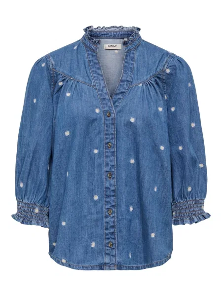 ONLY Bluză ONLRAYA DAISY albastru denim / galben alb