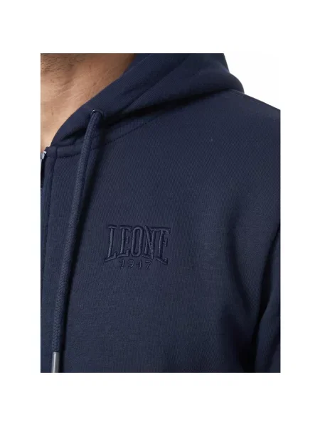 Mikina na zips Leone 1947 s autogramom modrá
