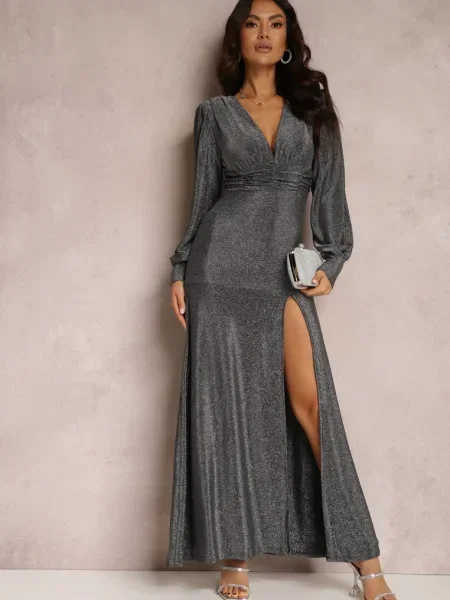 Rochie de Seara cu Decolteu Adânc Phaly argintie