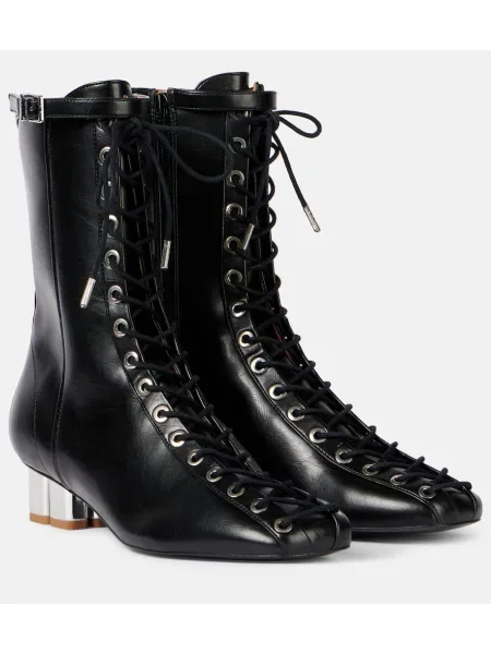 Botine Ganni cu șireturi din dantelă negru