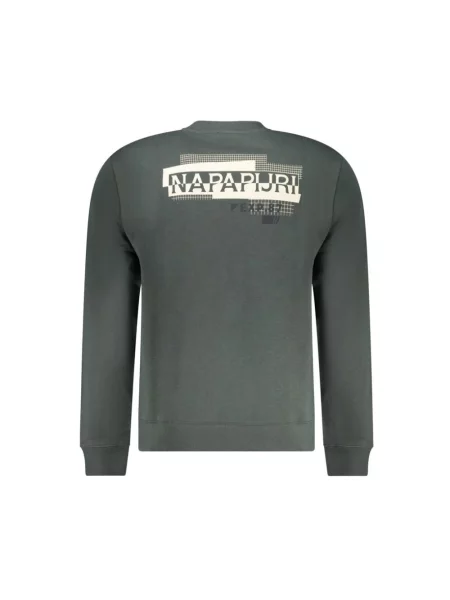 Bluza nierozpinana Napapijri z okrągłym dekoltem z logo zielona