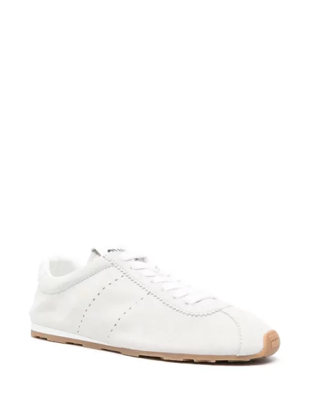 Sneakerși Miu Miu din piele de căprioară alb