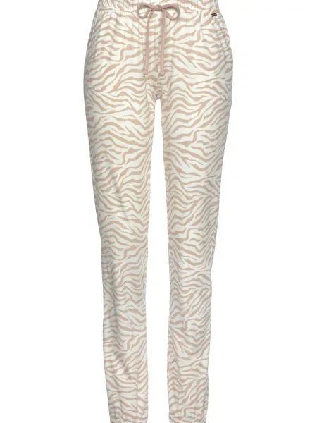 LASCANA Pantaloni de pijama maro deschis alb