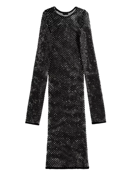 Tinklinis ilgas maxi suknele Balenciaga su kristalais juoda
