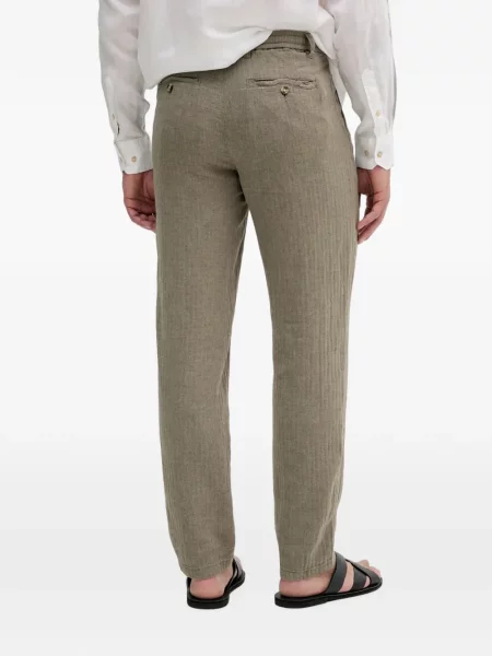 Pantaloni Lindbergh cu model herringbone cu cordon verde