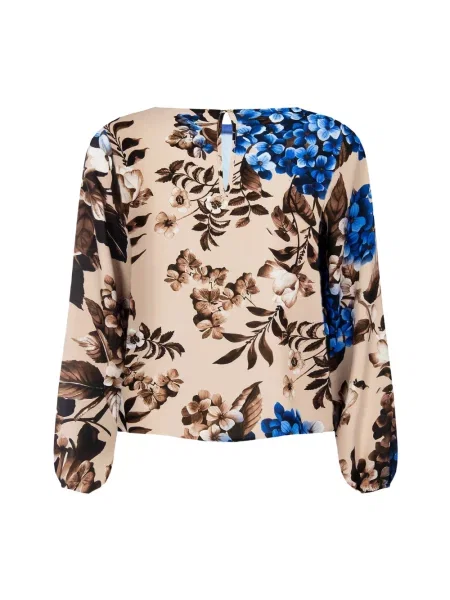 Bluzka Rinascimento z długim rękawem w kwiatki niebieska