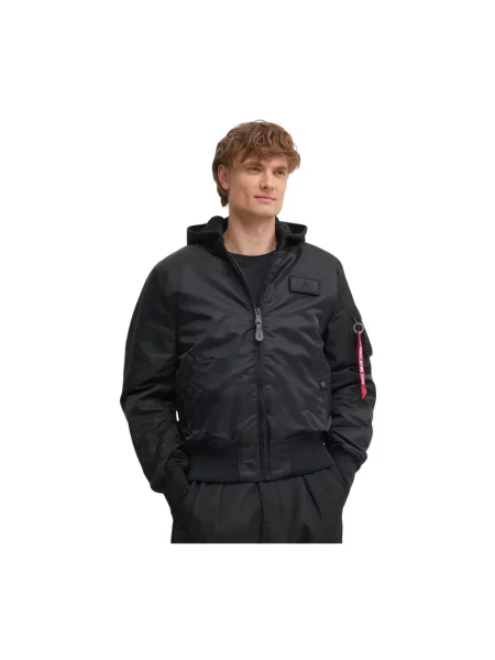 Kurtka bomber Alpha Industries z kapturem czarny