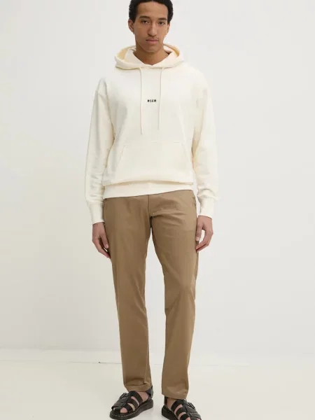 Однотонный свитер Msgm с капюшоном бежевый