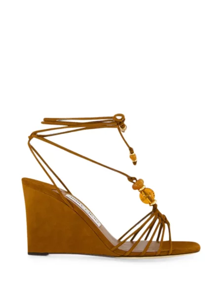 Sandale Jimmy Choo din piele de căprioară cu pană maro