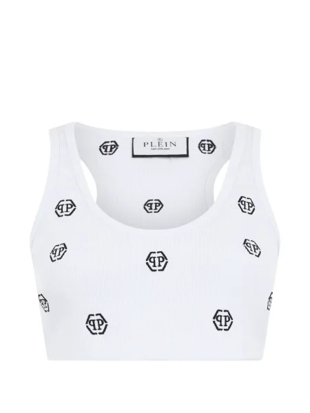 Top Philipp Plein cu nervuri alb