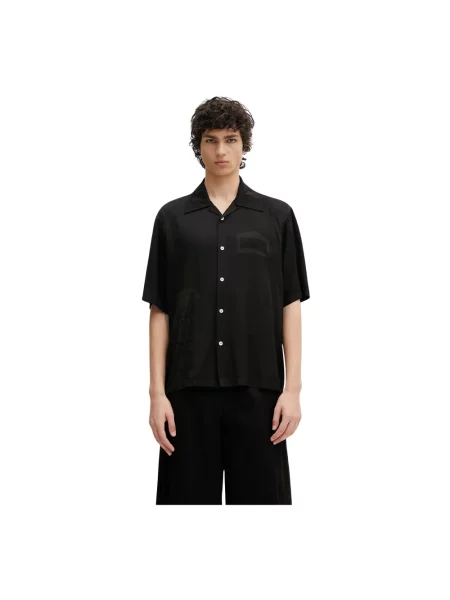 Aries koszula Ancient Column Satin Viscose Hawaiian Shirt relaxed z kołnierzykiem klasycznym czarny