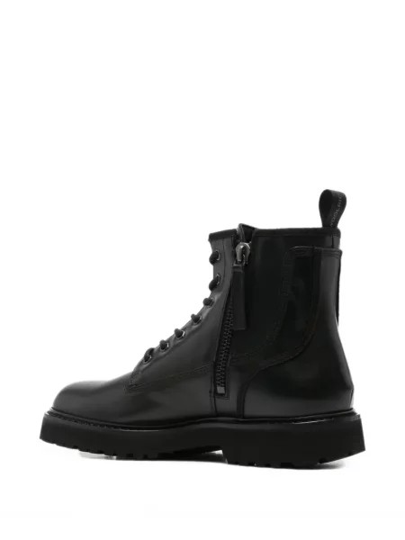 Botine Woolrich cu șireturi din piele negru